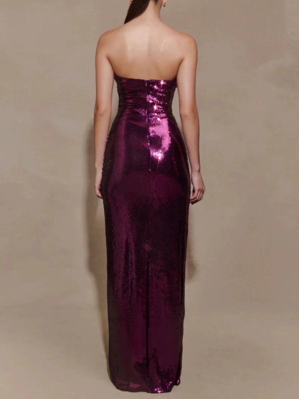 Meshki Winston Strapless Sequin Maxi Dress Gown XXS/S/L Plum - Picture 6 of 11